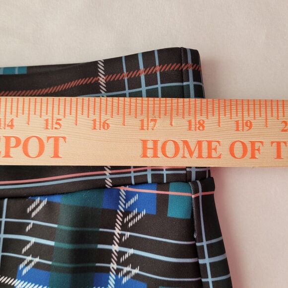 Eloquii Womens Neoprene Pencil Skirt Plus Size 16 Green Blue Plaid Scuba Knit - Picture 9 of 11